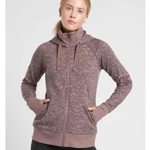Athleta Triumph Printed Hoodie Smoked Almond Brown I XS